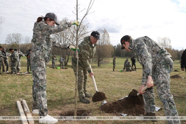 "Каждый год надо привносить изюминку". Лукашенко на субботнике трудится в мемориальном комплексе "Хатынь"